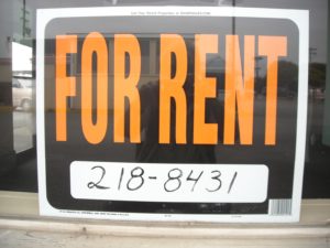 (AmE) for rent
